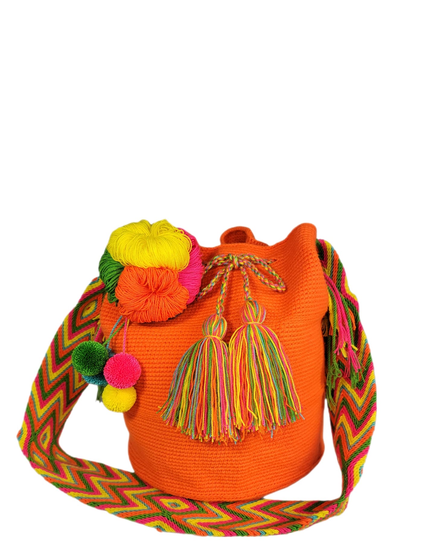 Traditional Wayuu Bag with Pom Pom & Tassles