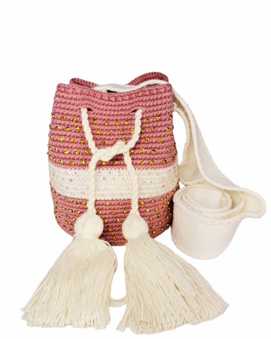 Load image into Gallery viewer, Wayuu Small Bag with Tassels &amp;amp; Beads
