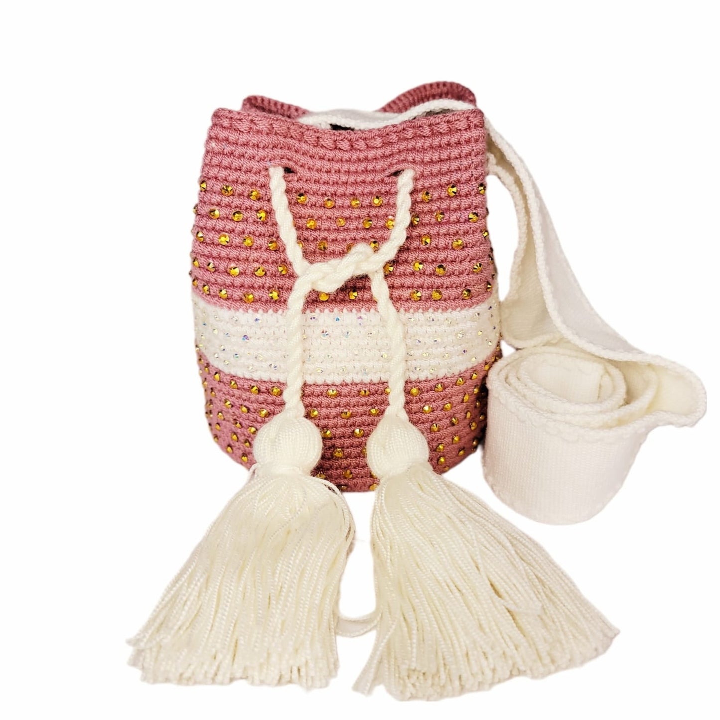 Load image into Gallery viewer, Wayuu Small Bag with Tassels &amp;amp; Beads
